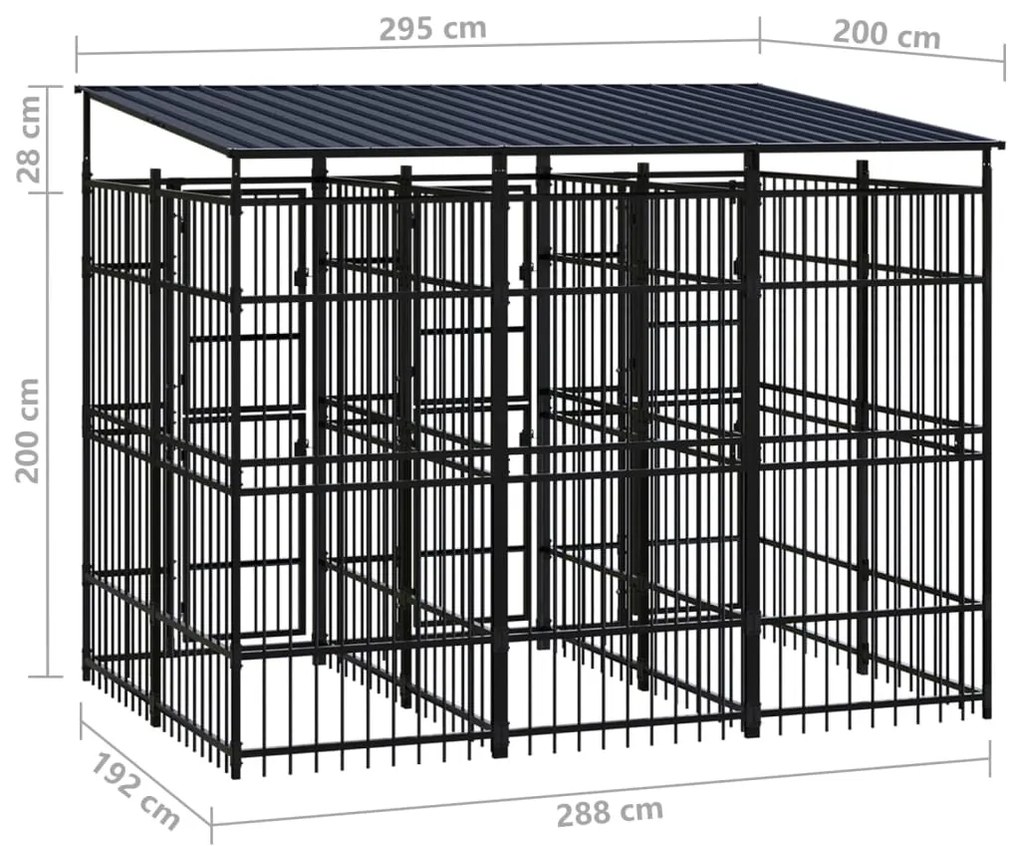 Canil de exterior com telhado 5,53 m² aço