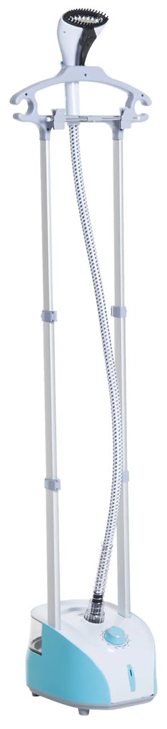 HOMCOM Ferro de Engomar Vertical Depósito 2L 1950W e Temperatura Ajustável em 11 Níveis 24x35x47,5-122,5 cm Azul e Branco | Aosom Portugal