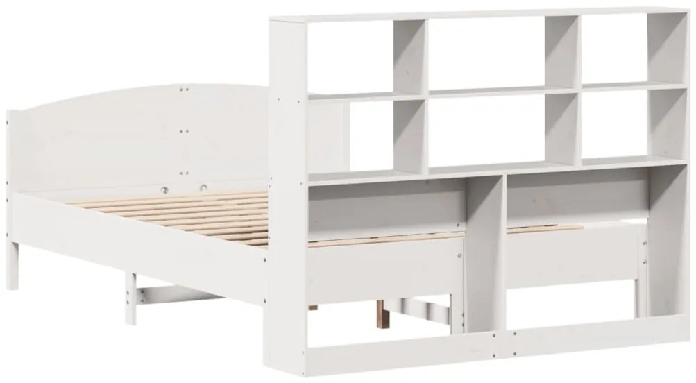 Cama com estante sem colchão 140x190 cm pinho maciço branco