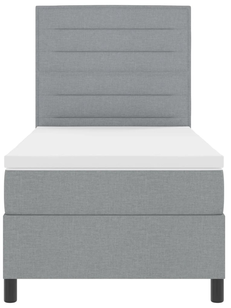 Cama Box Spring com Colchão Cinza Claro Individual Tecido