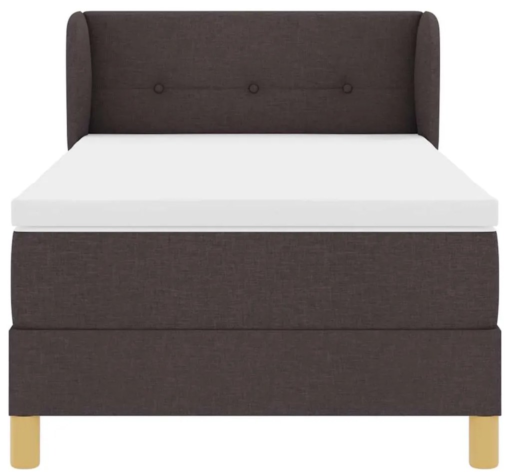 Cama Box com Colchão vidaXL - Castanho Escuro - 100x200 cm - Tecido