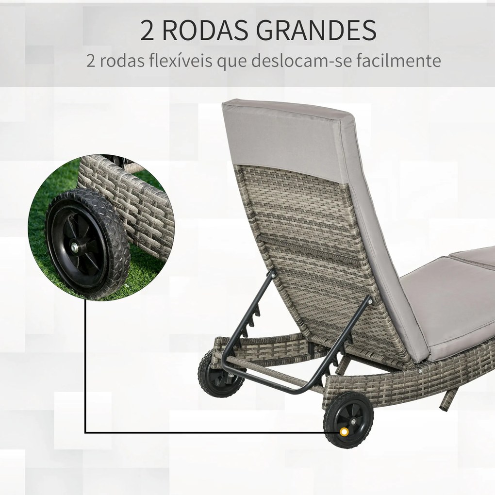 Espreguiçadeira de Vime Reclinável Espreguiçadeira de Jardim com Forma