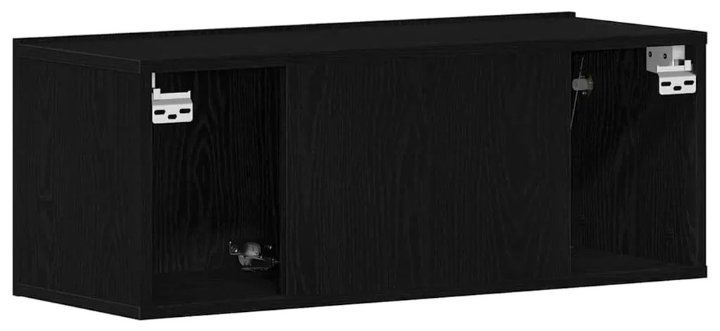 Estante de TV em Carvalho Preto 80x30x30 cm Feito de Madeira de Engenh