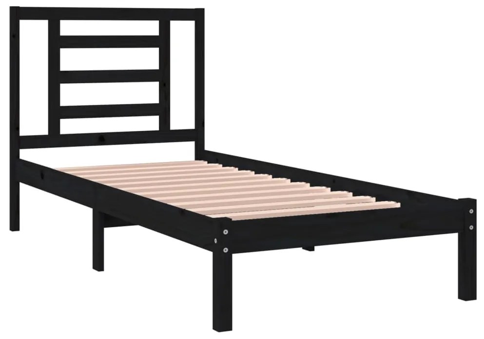 Estrutura cama pequena solteiro 75x190 cm madeira maciça preto