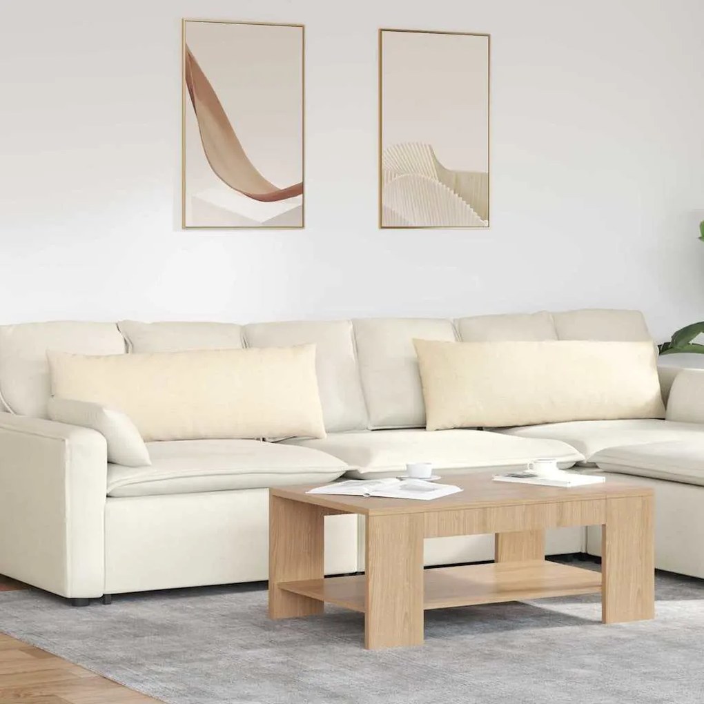 vidaXL Travesseiros de Sofá 2 pcs Creme 120 x 40 cm