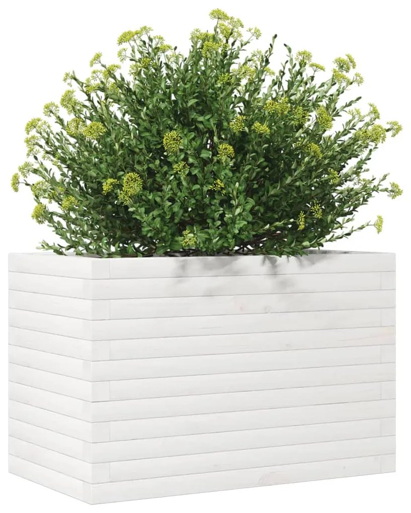 Vaso/floreira de jardim 70x40x45,5 cm pinho maciço branco