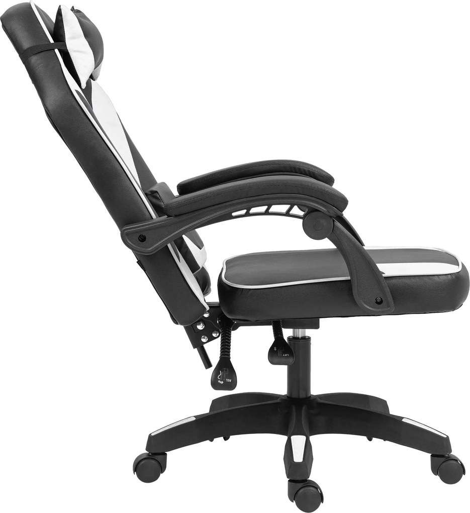 Cadeira de escritório em couro sintético preta e branca