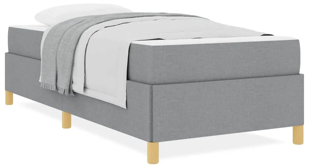 Cama Box Cinza Claro e Branco e Cinza Claro 90 x 190 cm tecido