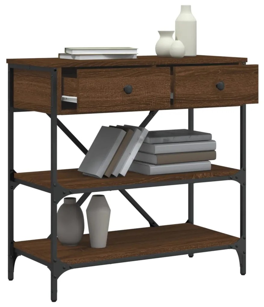 Mesa consola 75x34,5x75 cm derivados madeira carvalho castanho