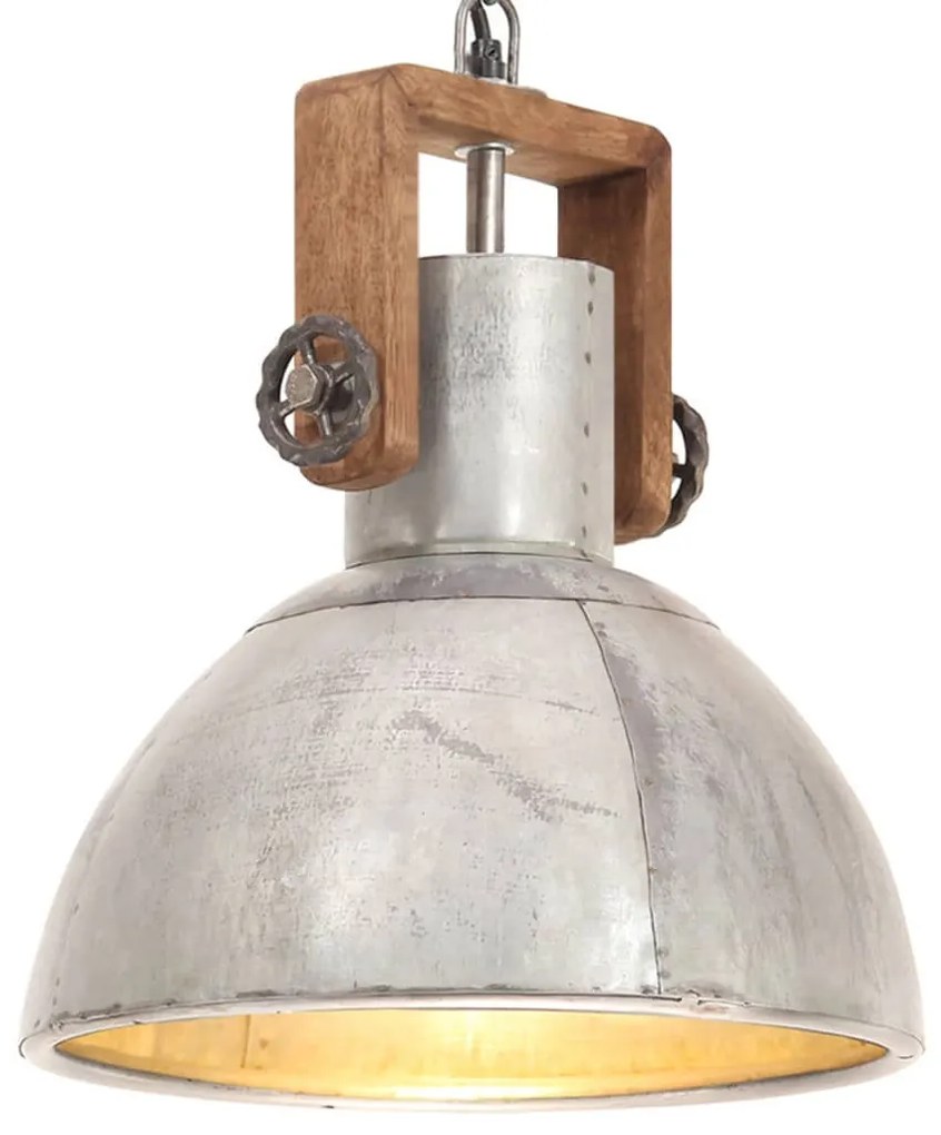 vidaXL Candeeiro suspenso industrial redondo 25 W 30 cm E27 prateado