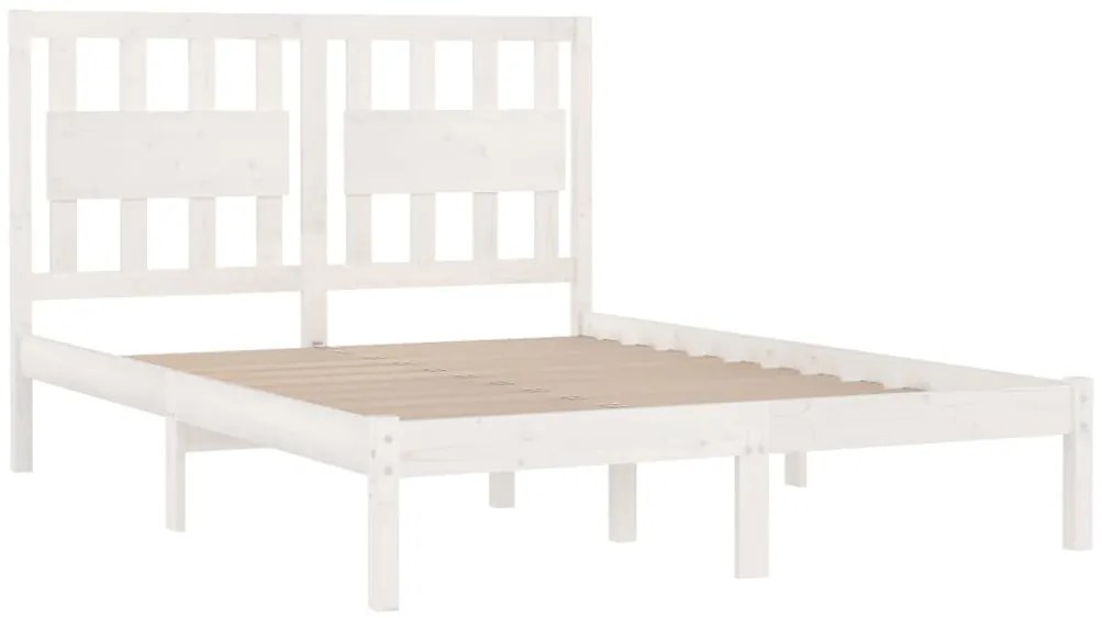Estrutura de cama 140x200 cm madeira de pinho maciça branco