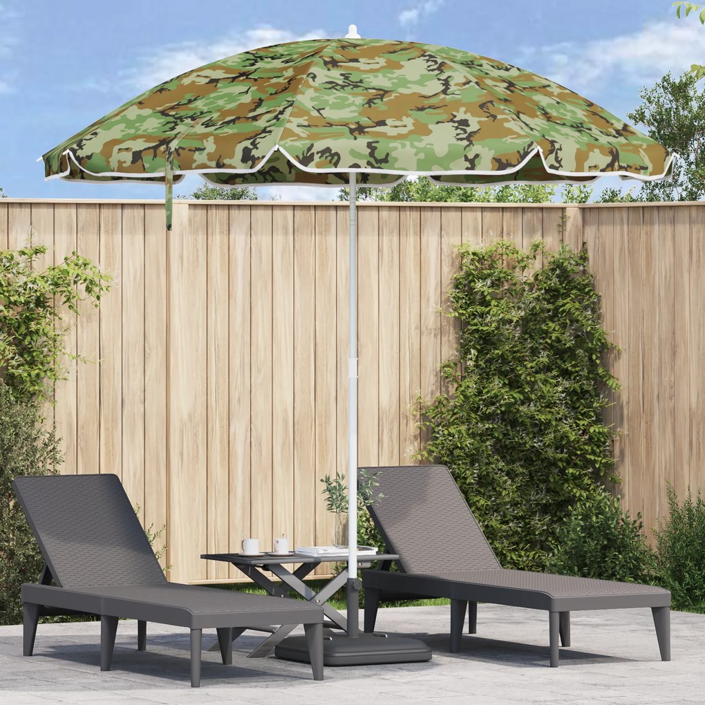 Parasol de Praia vidaXL com Pilar de Alumínio Camuflagem 300 cm