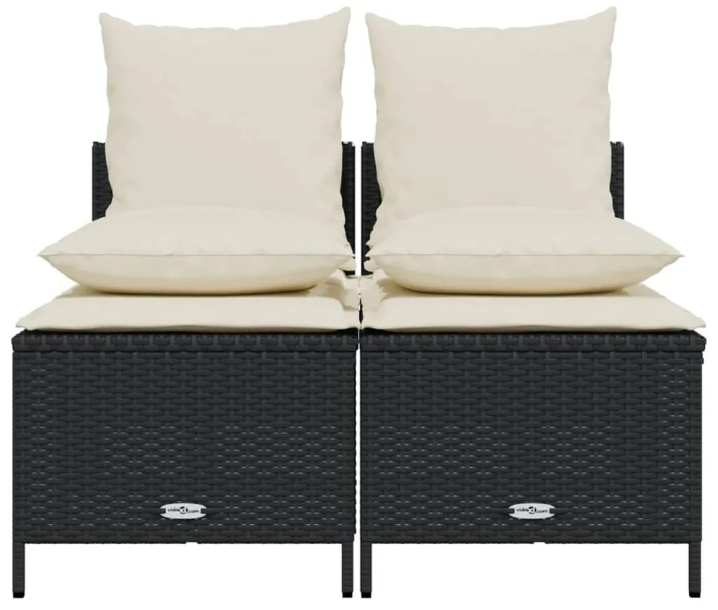4 pcs conjunto de sofás para jardim c/ almofadões vime PE preto