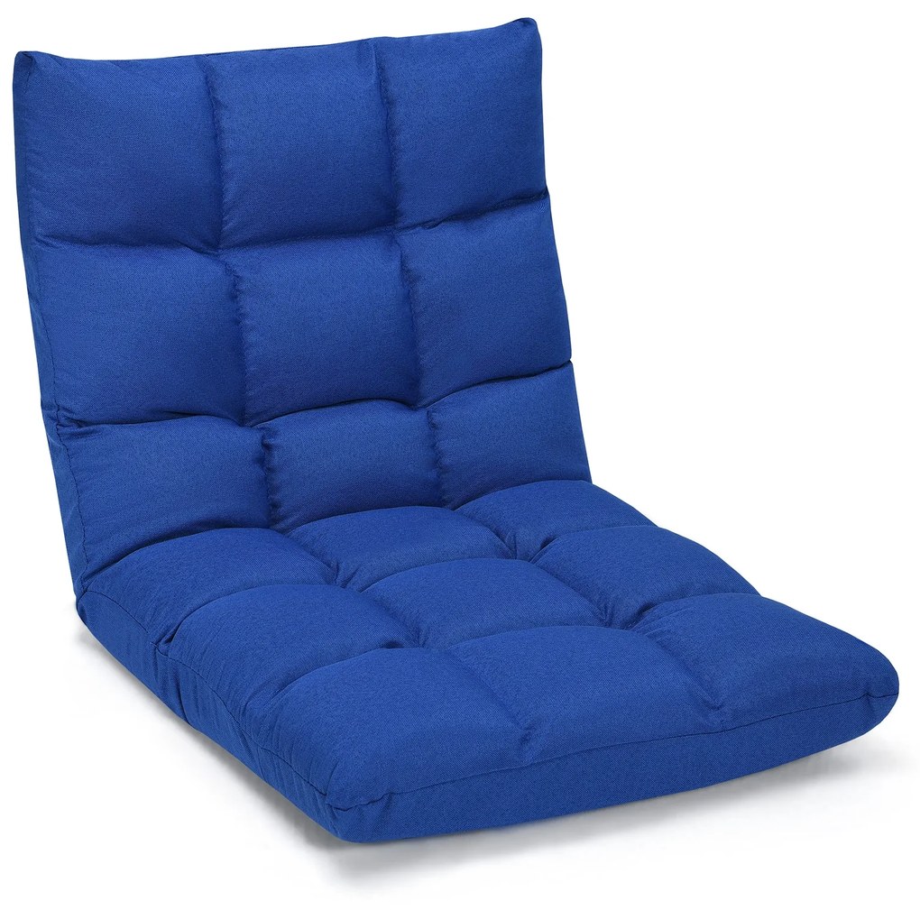 Sofá Dobrável Sofá Flush Cadeira Macia com 14 Posições Ajustáveis para Sala de Estúdio 106,5 x 55,5 x 10 cm Azul