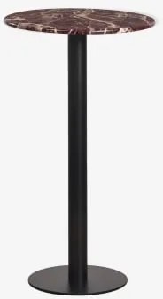 Mesa Alta De Bar Redonda Ø60 Cm Em Pedra Natural Xiren Mármore Vermelho Cherry Gold - Preto - Sklum