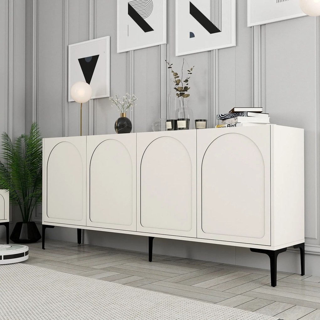 Console Lyon – Cream e Black – 180 cm x 79 cm x 35 cm