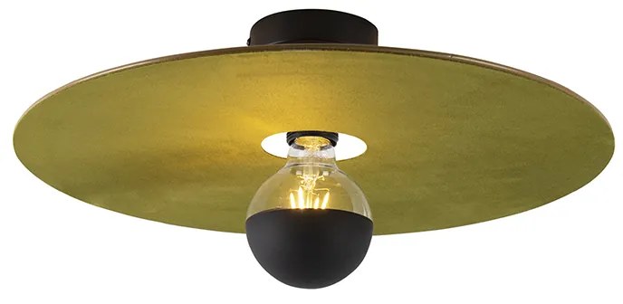 Candeeiro de teto preto com cúpula plana verde 45 cm - Combi Moderno