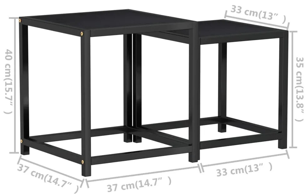 Mesas de centro 2 pcs MDF preto