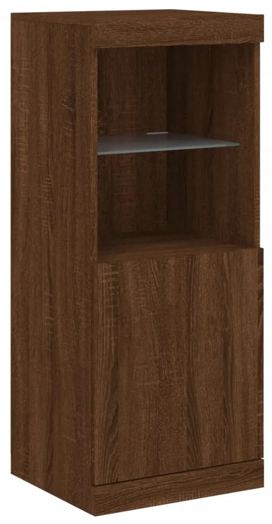 Aparador com luzes LED 162x37x100 cm carvalho castanho