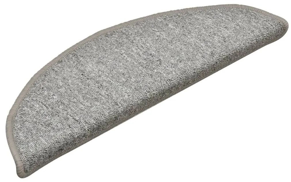 Tapete/carpete para degraus 15 pcs 56x17x3 cm cinza-claro