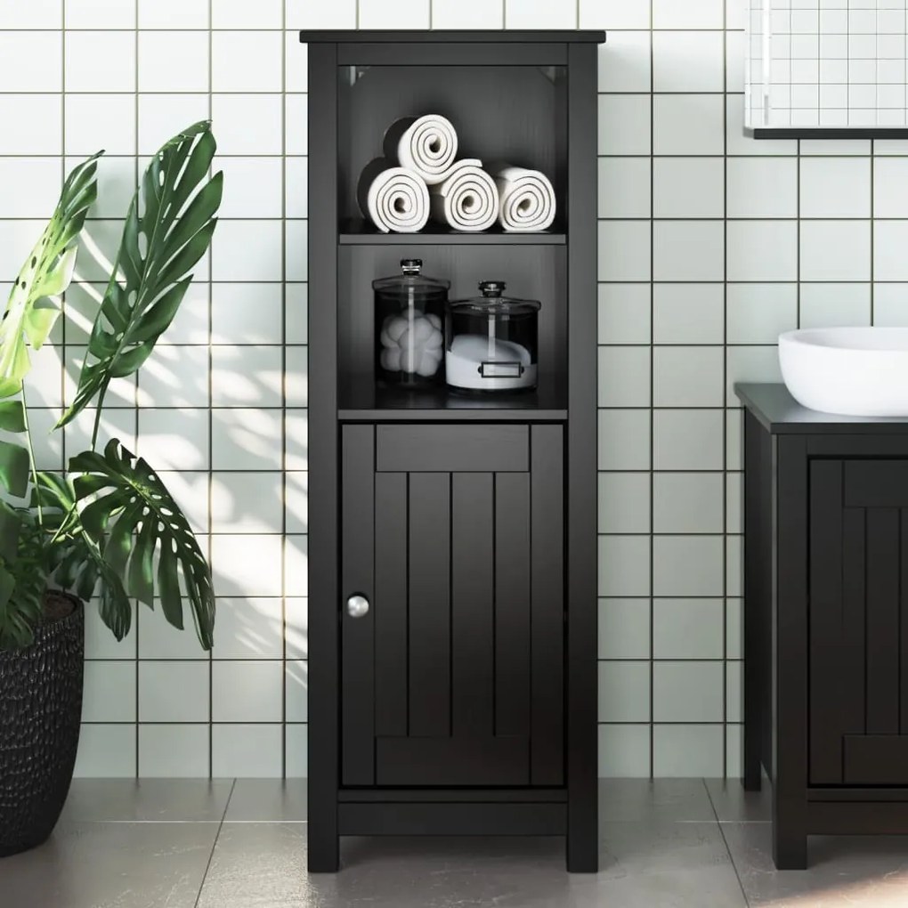 vidaXL Móvel de casa de banho BERG 40x34x110 cm pinho maciço preto
