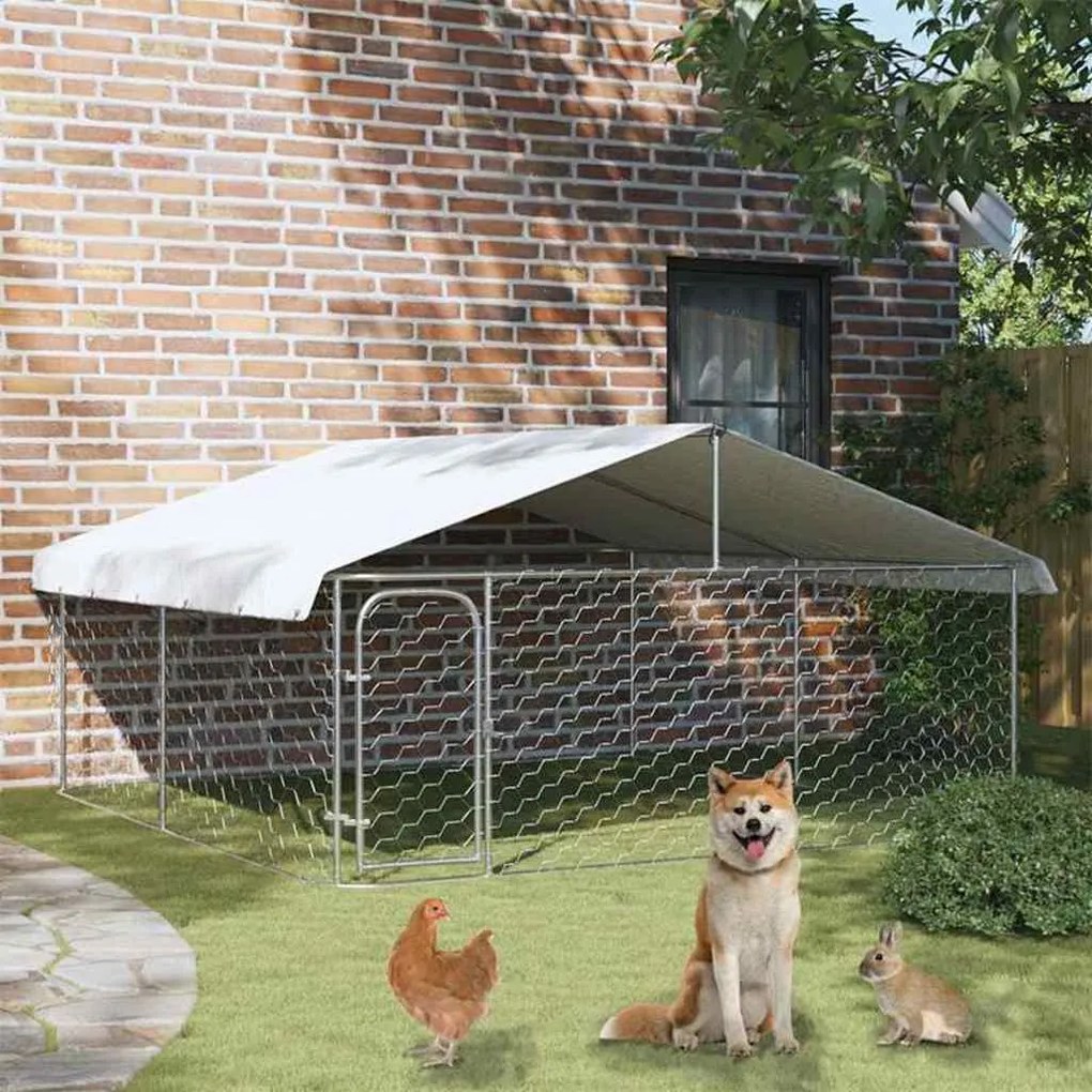 171501 vidaXL Canil de exterior com telhado 300x300x150 cm