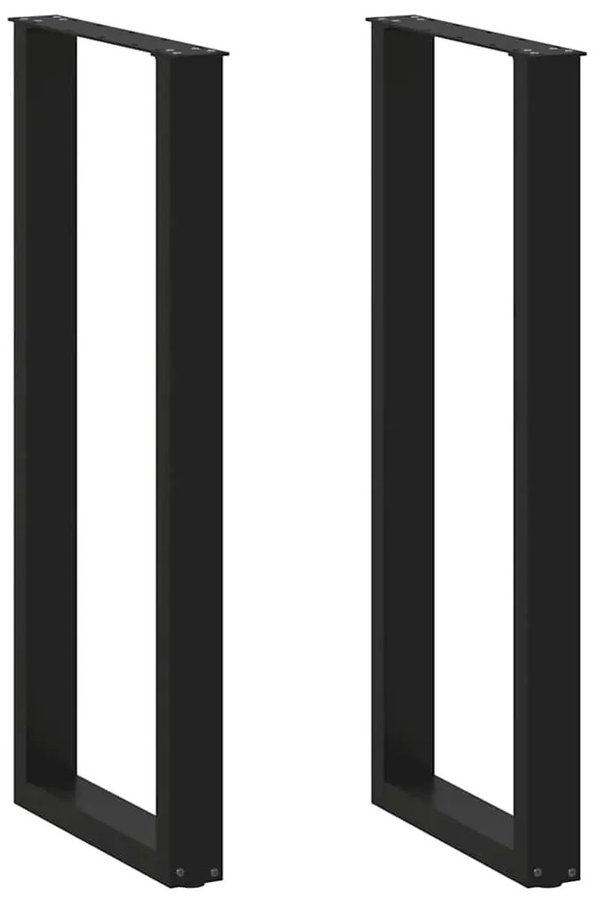 vidaXL Pés de mesa de bar em forma de U, 2 peças, preto, 50x (110-111) cm, aço