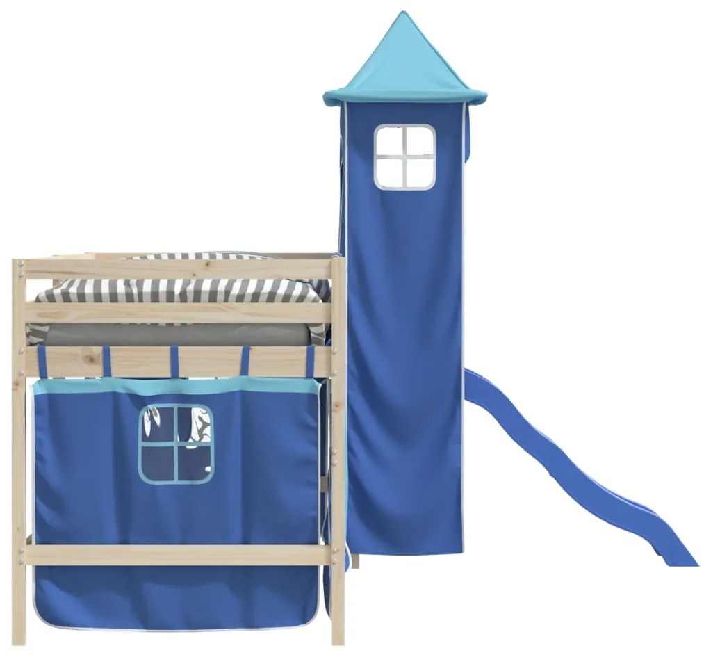 Cortinas para cama elevada com torre poliéster azul
