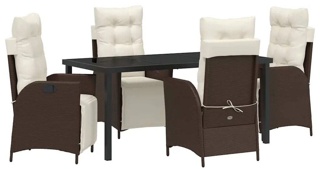 Conjunto de Jantar de Jardim com 5 Peças em Rattan Sintético Castanho
