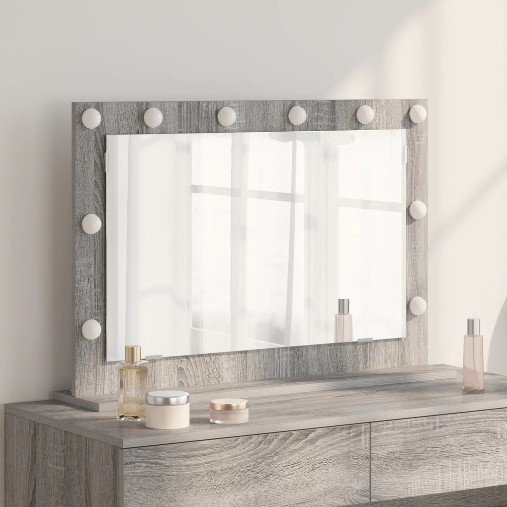 vidaXL Espelho de Toucador Cinza Sonoma Painel de partículas