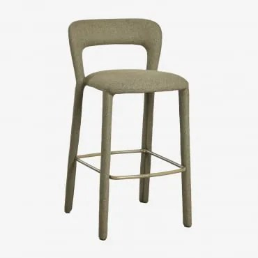 Pacote De 2 Bancos Altos Com Encosto Estofado Brusel ↑75 Cm & Tecido Verde Sálvia - Sklum