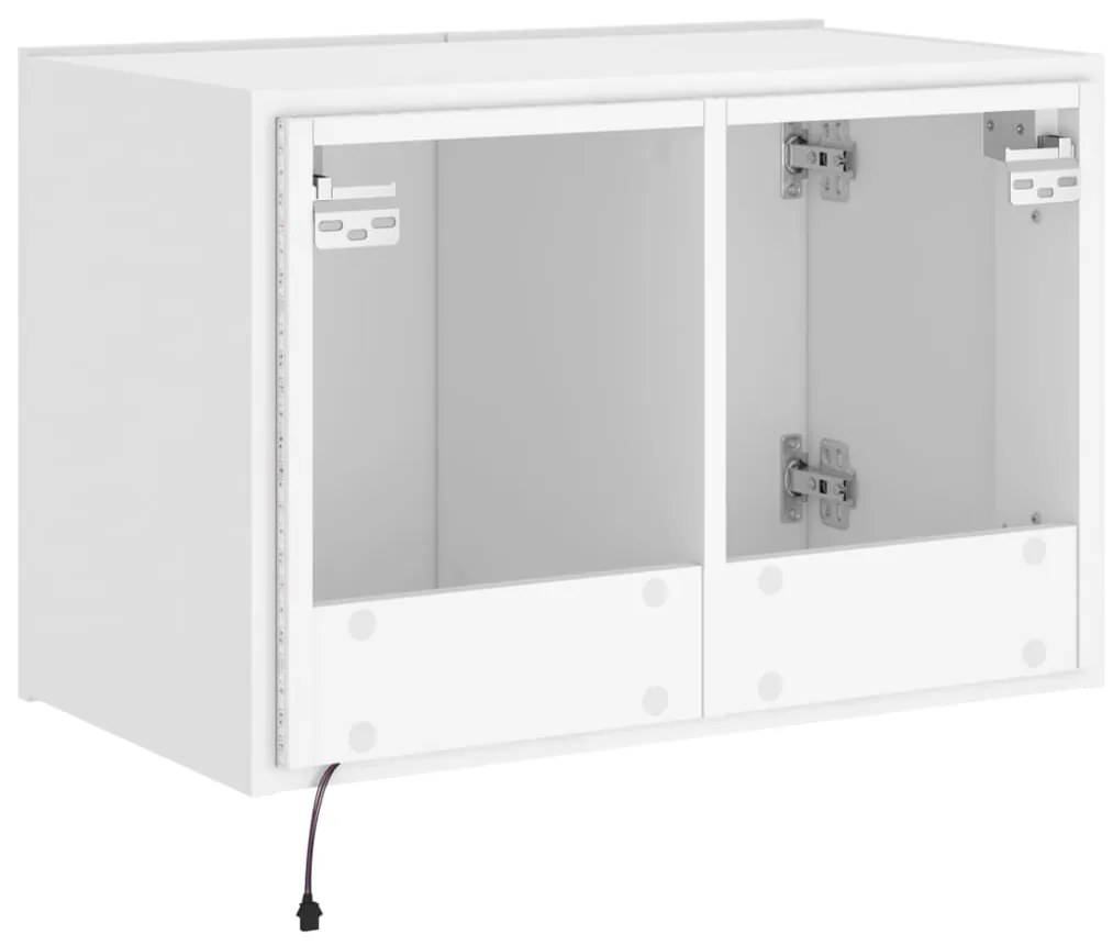 Móvel de parede para TV com luzes LED 60x35x41 cm branco