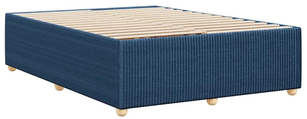 Estrutura de cama sem colchão 140x190 cm tecido azul