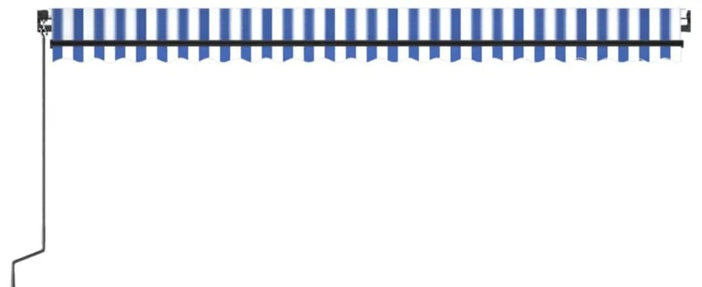 Toldo retrátil manual com LED 500x300 cm azul e branco