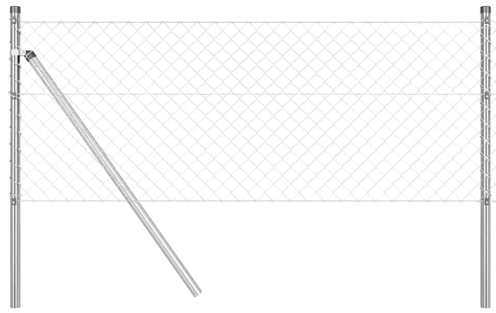 Conjunto de Postes de Cerca Prateado 0.4 x 10 m Aço galvanizado