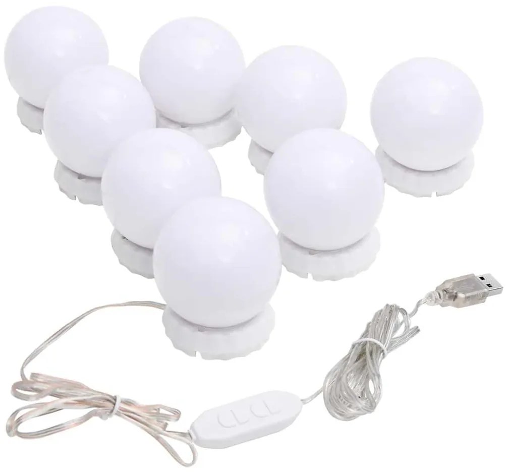 Espelho de parede com luzes LED vidro retangular