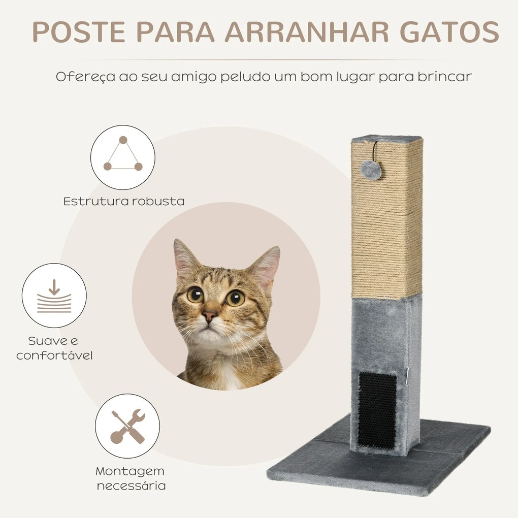 PawHut Poste Arranhador para Gatos 79 cm Arranhador para Gatos com Bol