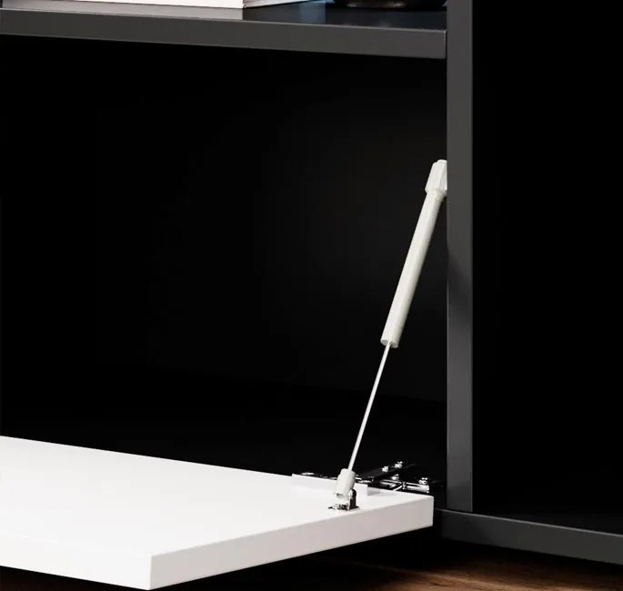 Aparador "Elma" com Luz LED - 135x73x34 cm - Preto e Branco Mate - Des