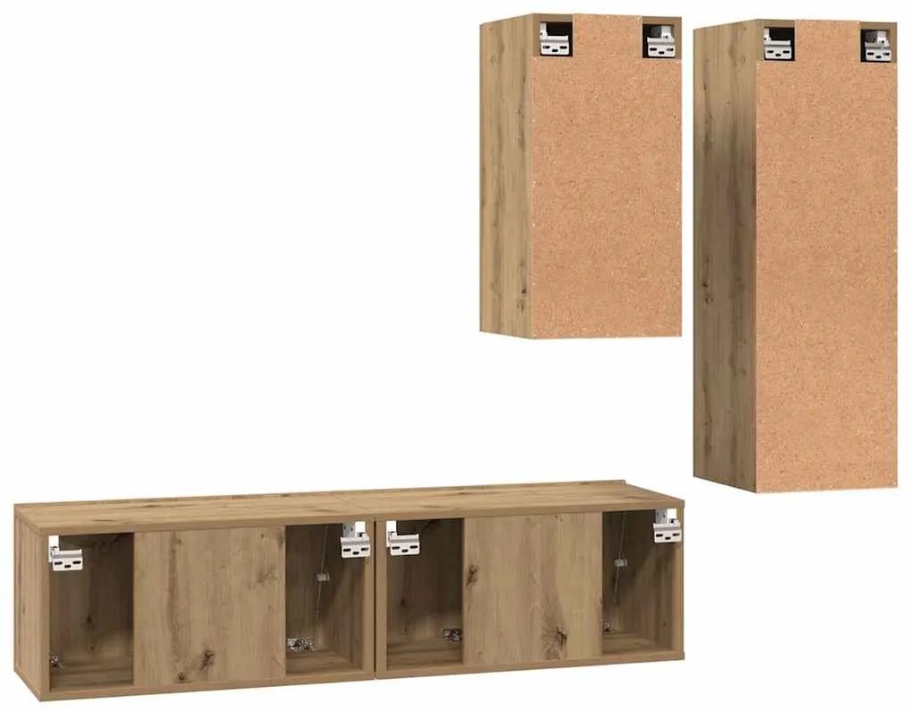 Conjunto de móvel de TV com prateleira 4 pcs carvalho artisiano