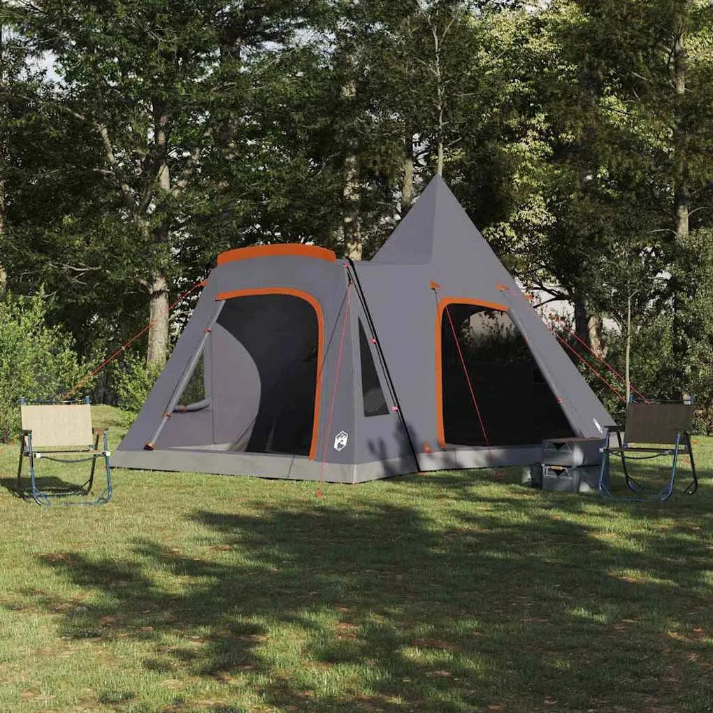 vidaXL Tenda Teepee com telhado Cinza e Laranja 545 x 450 x 295 cm