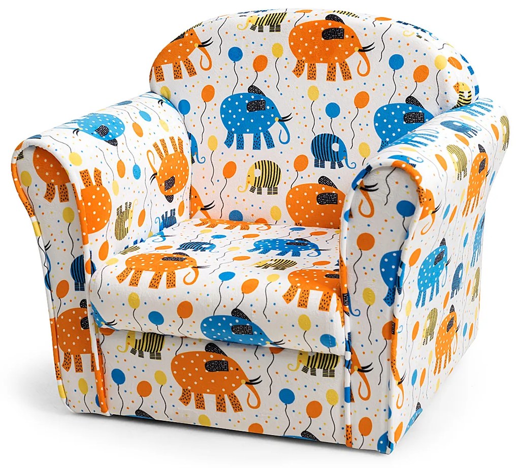 Sofá Infantil Cadeira de Elefante Infantil com Armação de Madeira para Quarto Infantil 50 x 37,5 x 43 cm