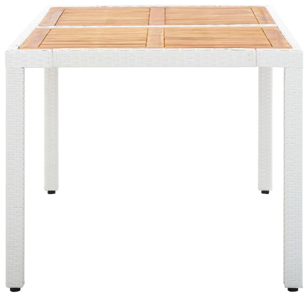 7 pcs conjunto de jantar para exterior vime PE branco