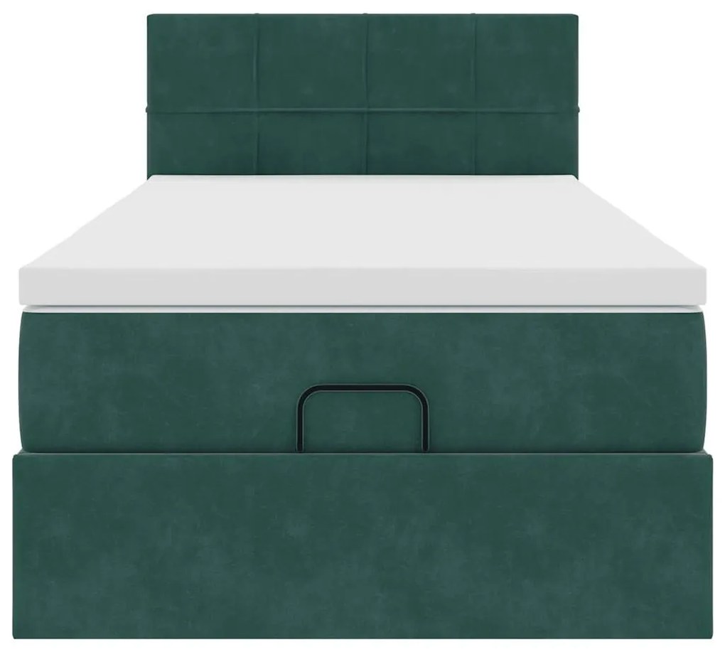 Estrutura de cama otomana colchão 90x200 cm veludo verde escuro