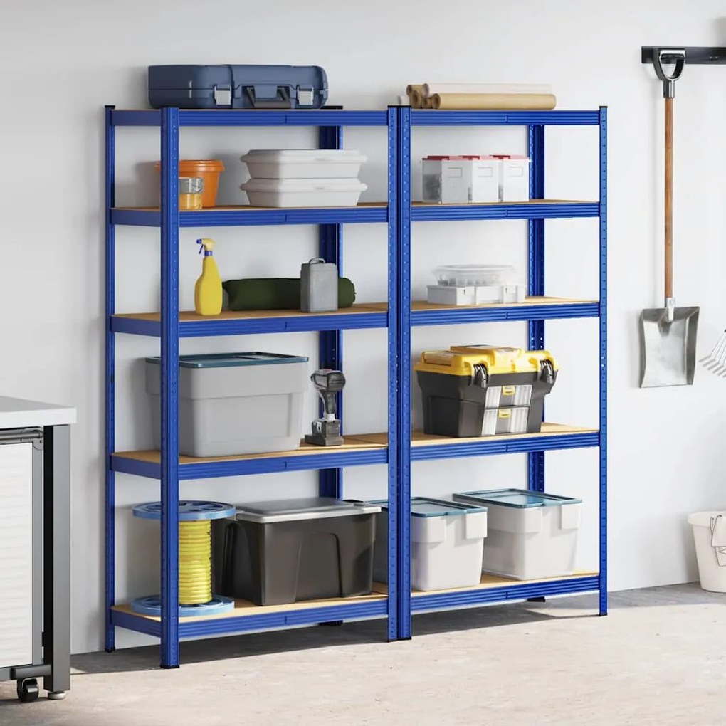 Prateleiras de armazenamento de 5 camadas 2 pcs aço azul