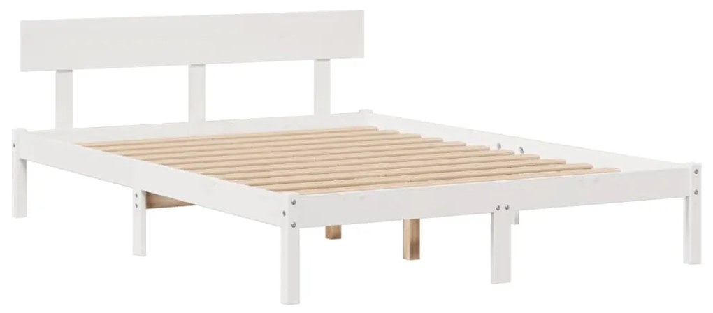 Cama com estante sem colchão 140x200 cm pinho maciço branco