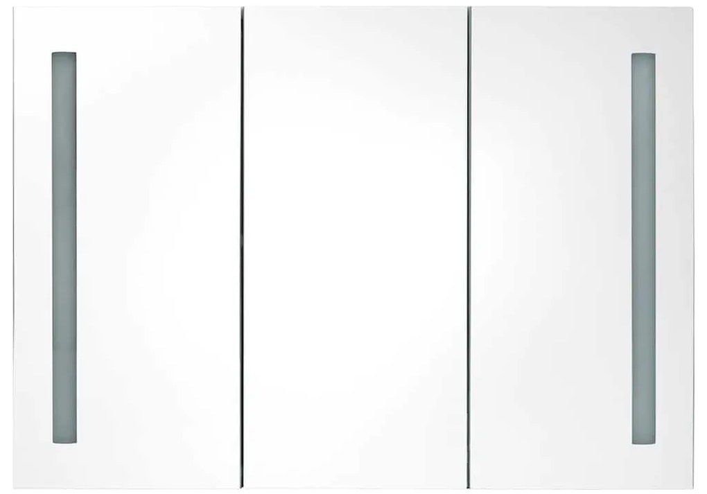 Armário espelhado casa de banho LED 89x14x62cm branco brilhante