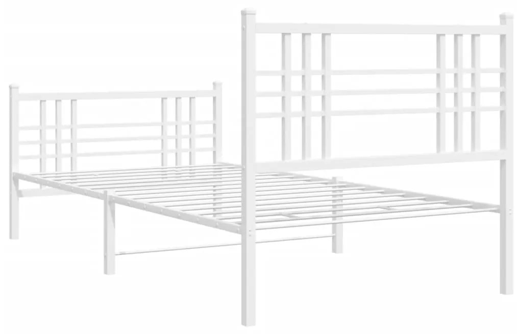 Estrutura de cama com cabeceira e pés 90x190 cm metal branco