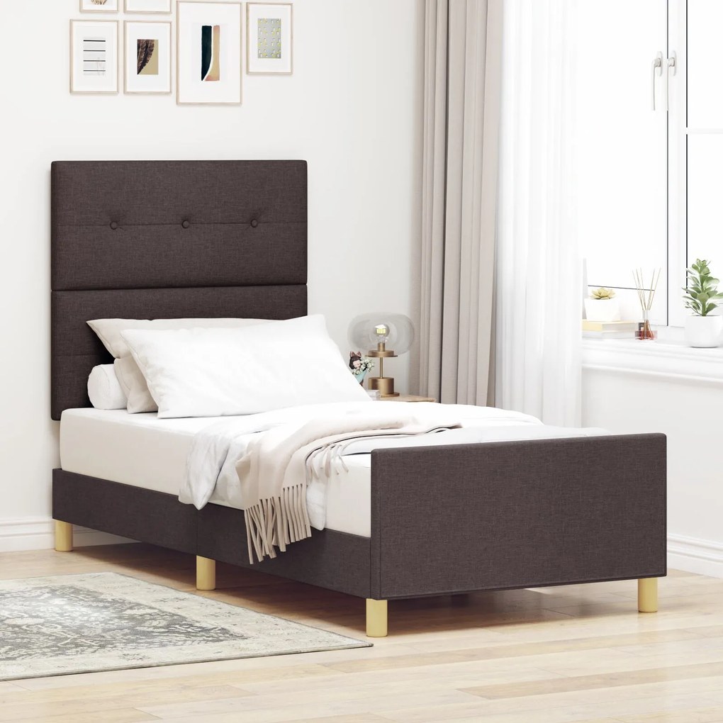 Estrutura de Cama Castanha 90x190 cm Tecido