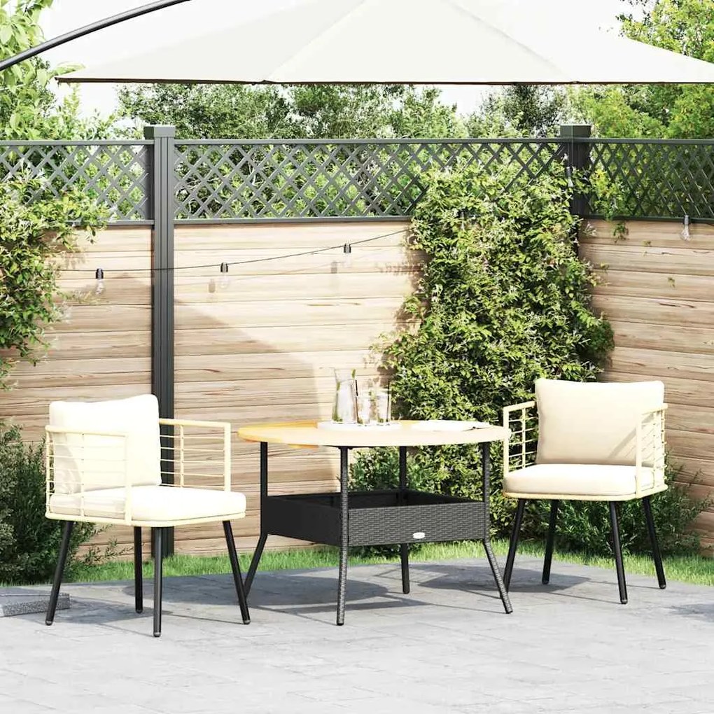 Cadeiras de jardim com almofadões 2 pcs vime PE naturais