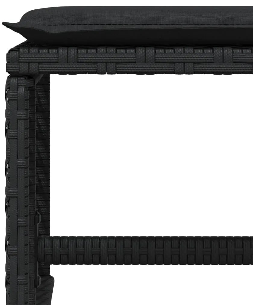 11 pcs conjunto de jantar p/ jardim c/ almofadões vime PE preto